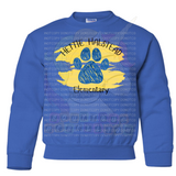 Hettie Halstead Elementary Bulldawgs Paw Paint Royal & Yellow Crewneck Sweatshirt, Long or Short Sleeve Youth Tee