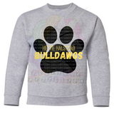 Hettie Halstead Elementary Black & Yellow Paw Print Crewneck Sweatshirt, Long or Short Sleeve Youth Tee