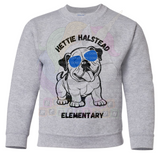 Hettie Halstead Elementary Bulldawg with Glasses Crewneck Youth Sweatshirt