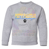 Hettie Halstead Elementary Bulldawgs Cursive with Paw Print Crewneck Sweatshirt, Long or Short Sleeve Youth Tee