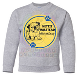 Hettie Halstead Elementary Bulldawgs Royal & Yellow Circle Crewneck Sweatshirt, Long or Short Sleeve Youth Tee