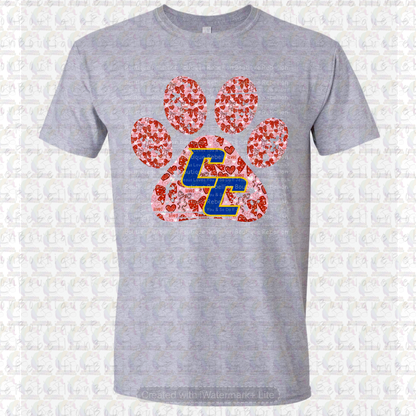 Copperas Cove Bulldawgs Red Paw Print Long or Short Sleeve  Adult Tee or Youth Tee