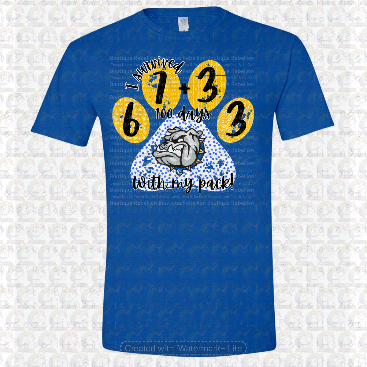 Copperas Cove Bulldawgs 67+33 100 days Paw Print Long or Short Sleeve  Adult Tee or Youth Tee