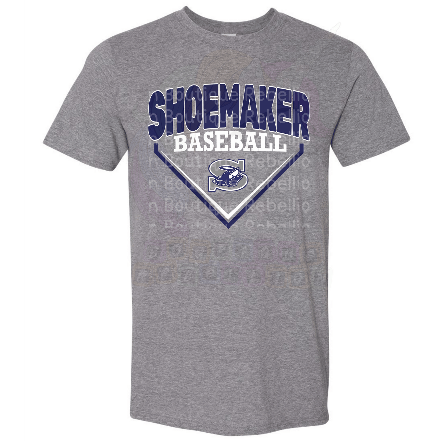 Shoemaker High School Grey Wolves Logo Baseball Adult Tee