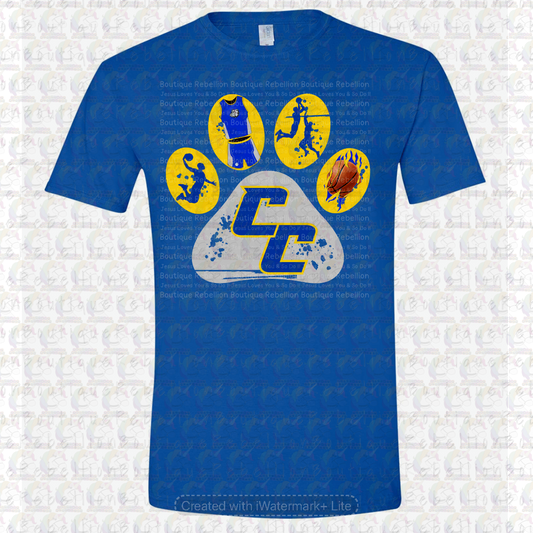 Copperas Cove Bulldawgs Basketball Paw Print Long or Short Sleeve  Adult Tee or Youth Tee