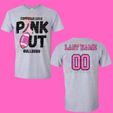 Copperas Cove Bulldogs Pink Out Football Adult Cotton Tee