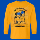 Hettie Halstead Elementary Bulldawg with Glasses Long Sleeve Youth Tee