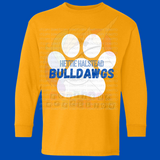 Hettie Halstead Elementary Royal & White Paw Print Crewneck Sweatshirt, Long or Short Sleeve Youth Tee