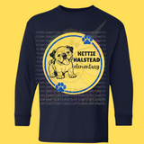 Hettie Halstead Elementary Bulldawgs Royal & Yellow Circle Crewneck Sweatshirt, Long or Short Sleeve Youth Tee