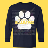 Hettie Halstead ElementaryWhite & Yellow Paw Print Crewneck Sweatshirt, Long or Short Sleeve Youth Tee