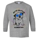 Hettie Halstead Elementary Bulldawg with Glasses Long Sleeve Youth Tee