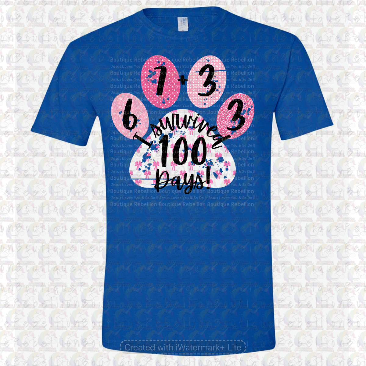 Copperas Cove Bulldawgs 67+33 100 days Paw Print Long or Short Sleeve  Adult Tee or Youth Tee