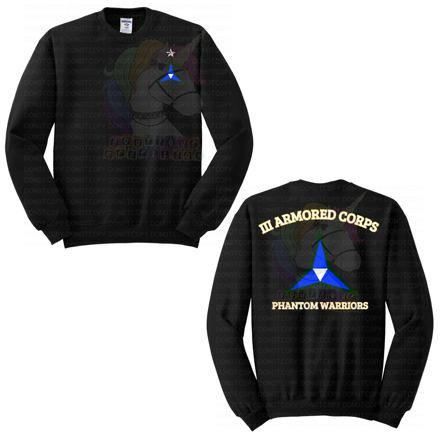 III Armored Corps Phantom Warriors Command Staff Crewneck Sweatshirt