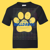 Hettie Halstead Elementary Royal & Yellow Paw Print Crewneck Sweatshirt, Long or Short Sleeve Youth Tee