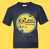 Hettie Halstead Elementary Bulldawgs Royal & Yellow Circle Crewneck Sweatshirt, Long or Short Sleeve Youth Tee