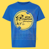 Hettie Halstead Elementary Bulldawgs Royal & Yellow Circle Crewneck Sweatshirt, Long or Short Sleeve Youth Tee