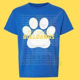 Hettie Halstead ElementaryWhite & Yellow Paw Print Crewneck Sweatshirt, Long or Short Sleeve Youth Tee