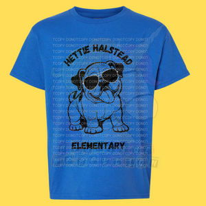 Hettie Halstead Elementary Bulldawg with Glasses Short Sleeve Youth Tee