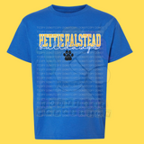 Hettie Halstead Elementary Bulldawgs Cursive with Paw Print Crewneck Sweatshirt, Long or Short Sleeve Youth Tee