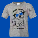 Hettie Halstead Elementary Bulldawg with Glasses Short Sleeve Youth Tee