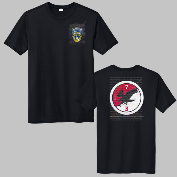 1-7 Cav Blackhawk Black Crewneck Sweatshirt, Long Sleeve or Short Sleeve Shirt