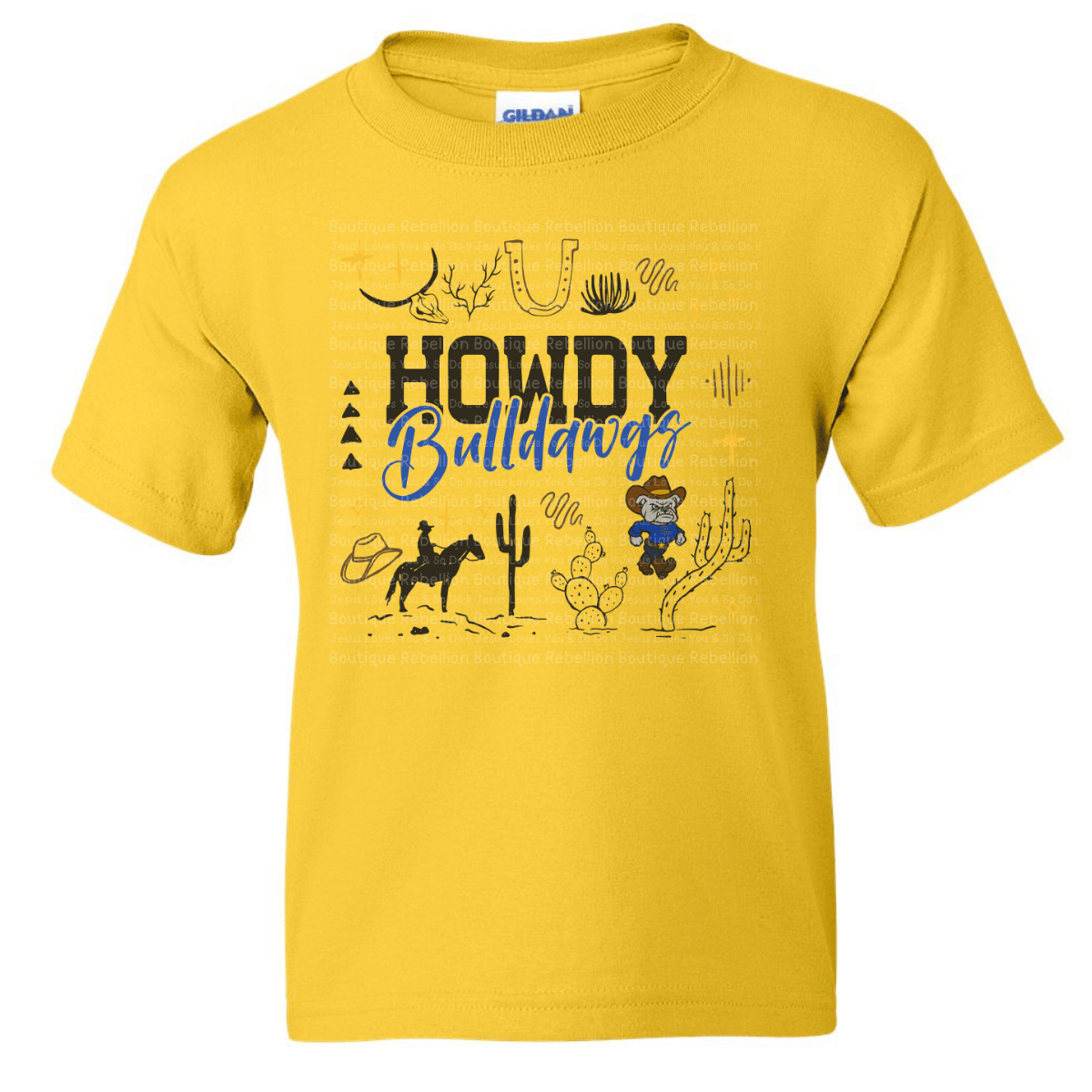 Howdy Bulldawgs Short Sleeve Adult Tee or Youth Tee