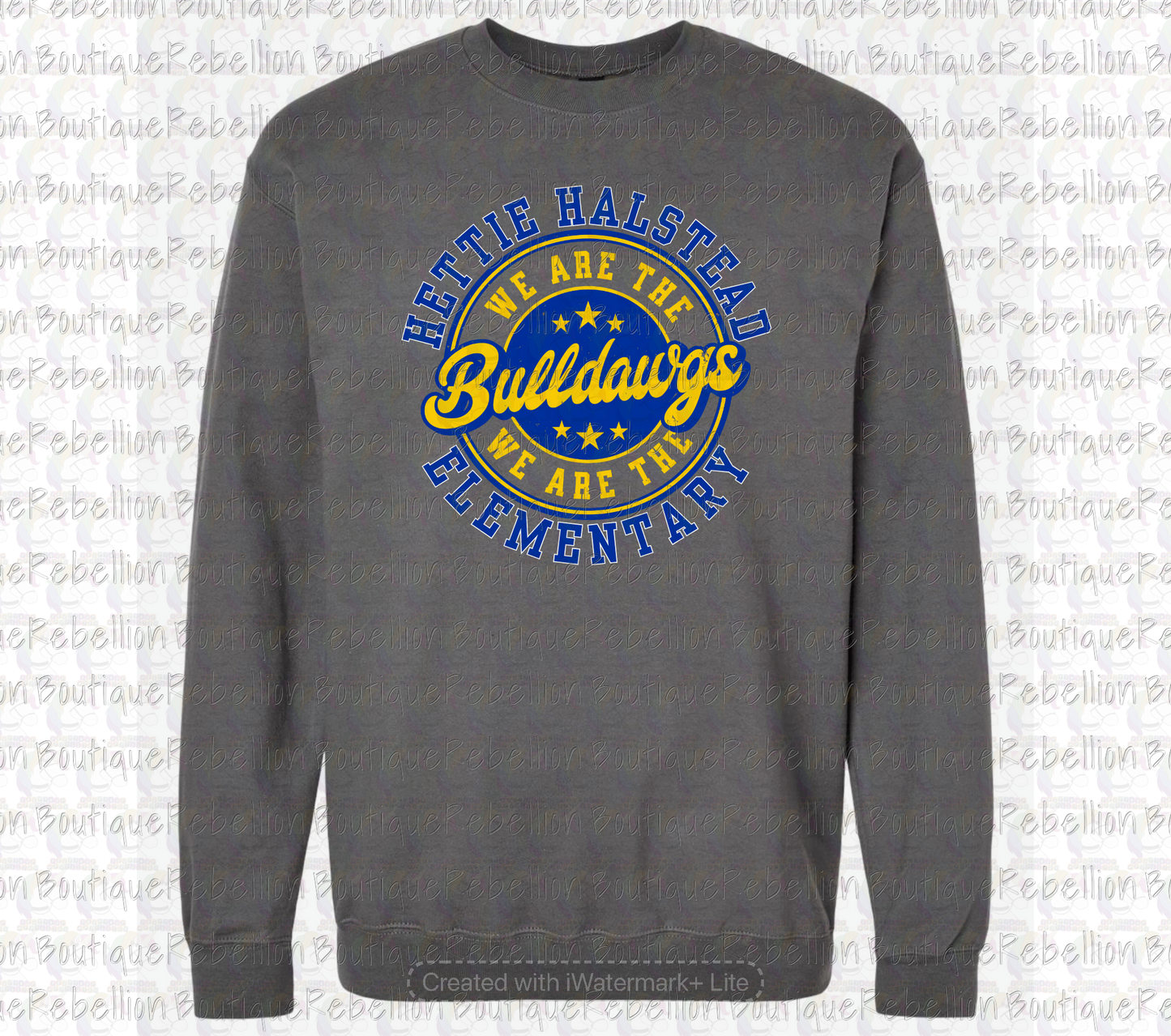 Hettie Halstead Elementary We Are The Bulldawgs Crewneck Sweatshirt, Long Sleeve or Short Sleeve Adult Tee or Youth Tee