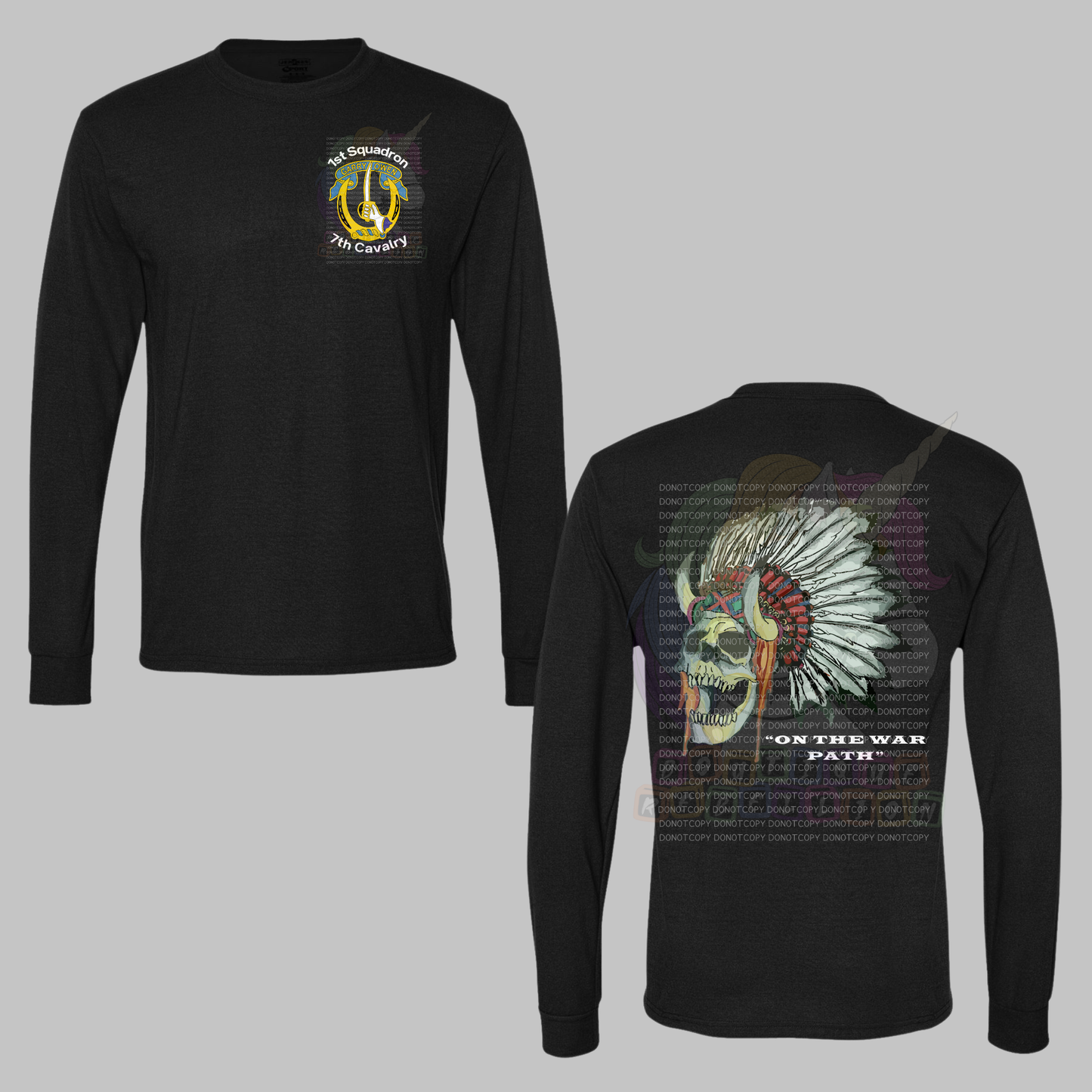 1-7 Cav Comanche Black Crewneck Sweatshirt, Long Sleeve or Short Sleeve Shirt
