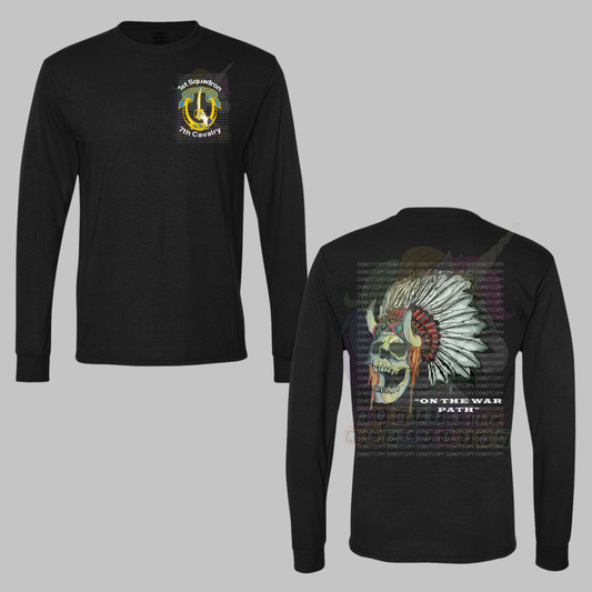 1-7 Cav Comanche Black Crewneck Sweatshirt, Long Sleeve or Short Sleeve Shirt
