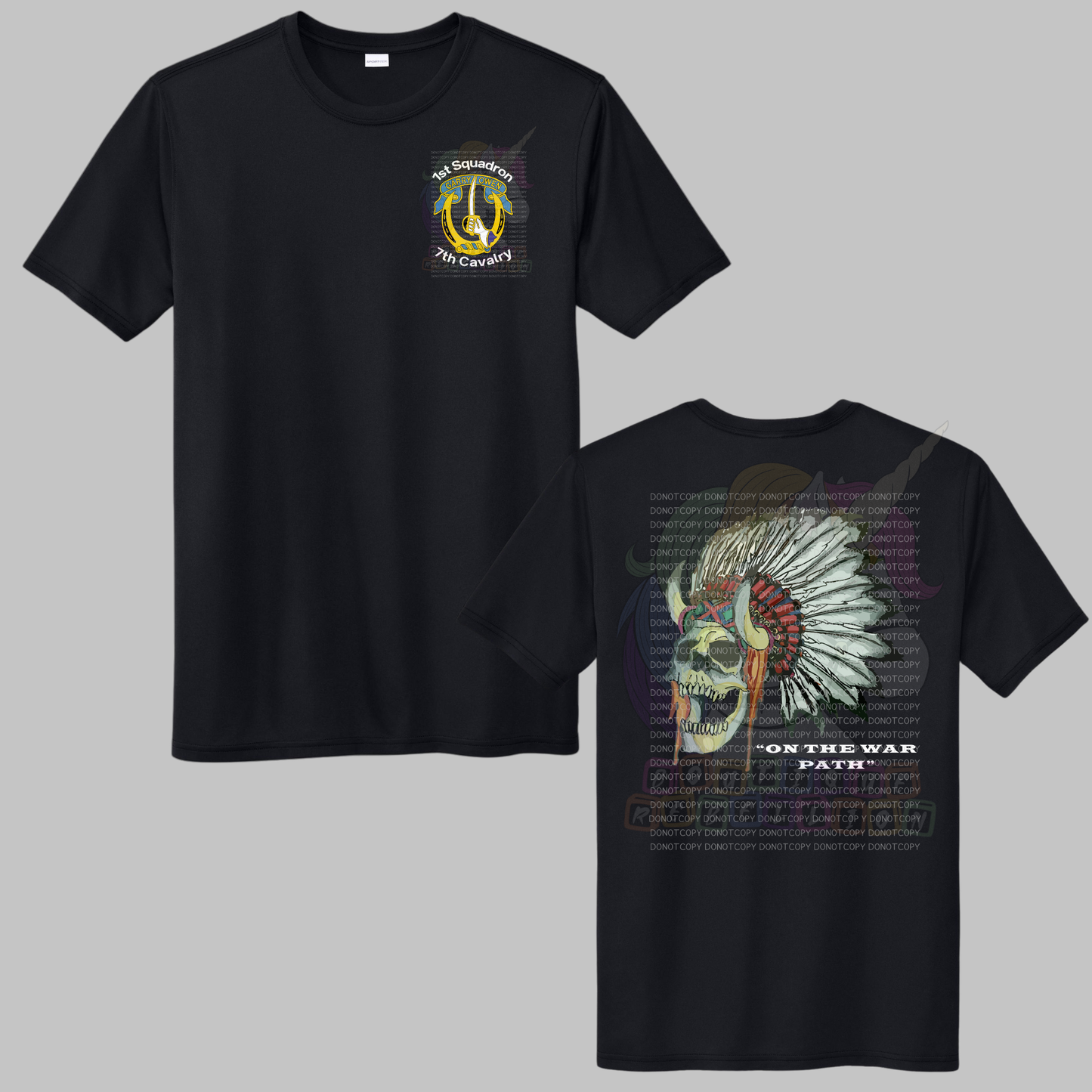 1-7 Cav Comanche Black Crewneck Sweatshirt, Long Sleeve or Short Sleeve Shirt