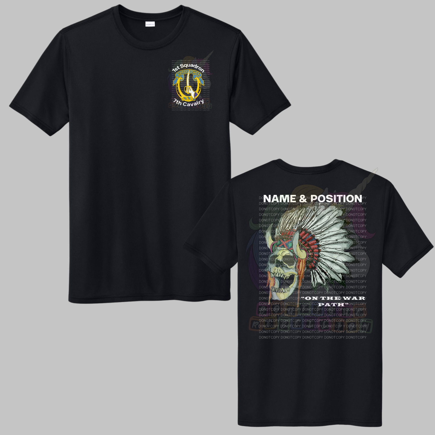 1-7 Cav Comanche Black Crewneck Sweatshirt, Long Sleeve or Short Sleeve Shirt