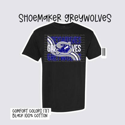 Design 11 Shoemaker High School Grey Wolves Adult Tee, Long Sleeve Tee or Sweatshirt