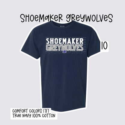 Design 10 Shoemaker High School Grey Wolves Adult Tee, Long Sleeve Tee or Sweatshirt