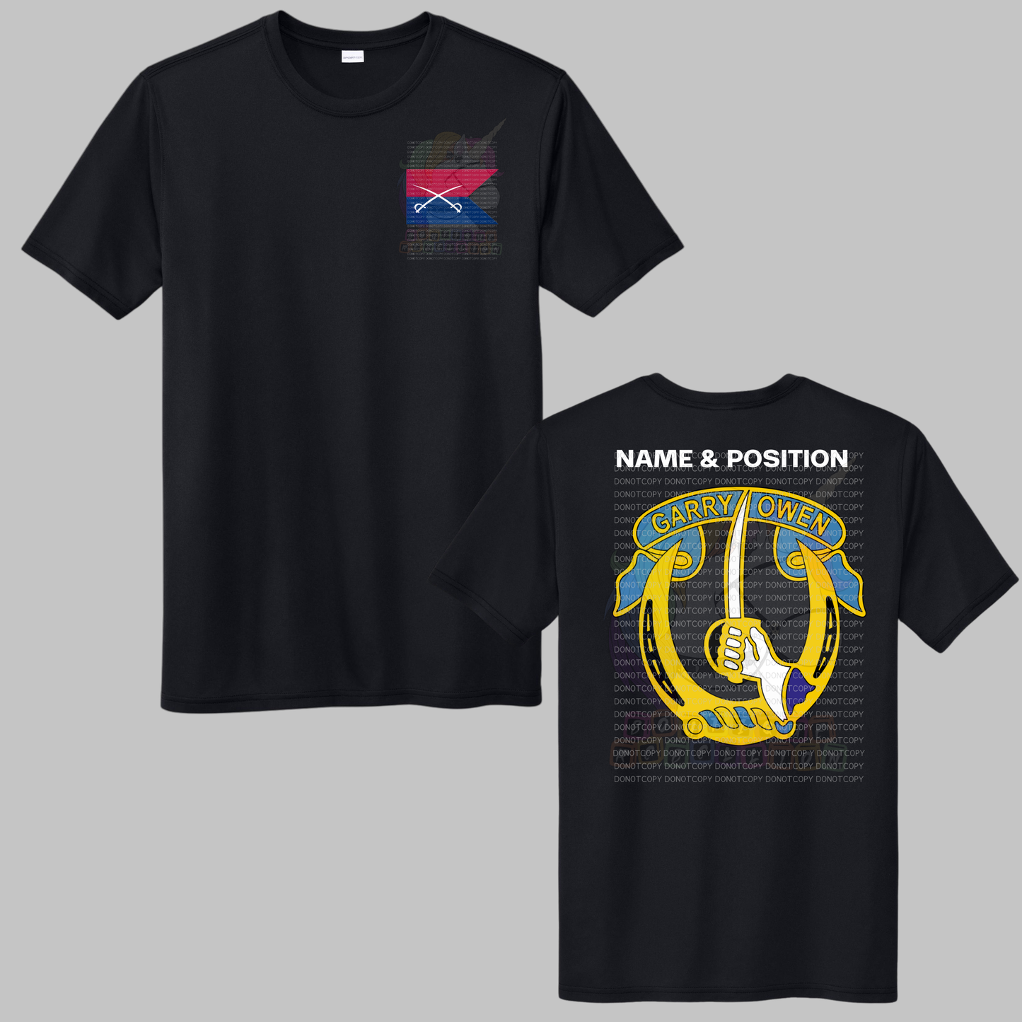 1-7 Cav Custer Colors Black Crewneck Sweatshirt, Long Sleeve or Short Sleeve Shirt