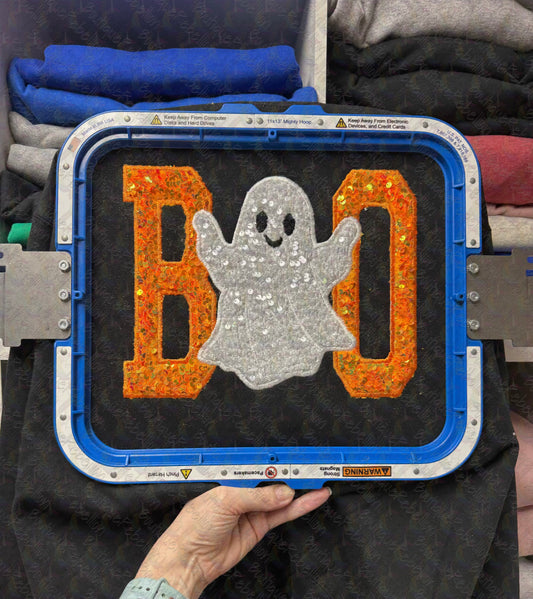 Boo Sequin Appliqué Adult Crewneck Sweatshirt