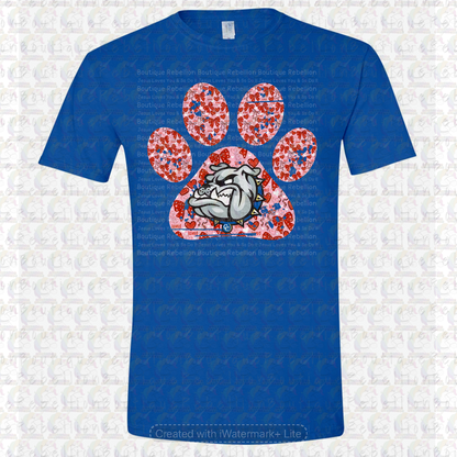 Copperas Cove Bulldawgs Red Paw Print Long or Short Sleeve  Adult Tee or Youth Tee