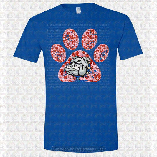 Copperas Cove Bulldawgs Red Paw Print Long or Short Sleeve  Adult Tee or Youth Tee