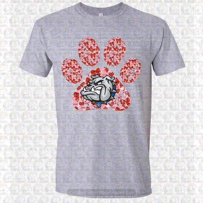 Copperas Cove Bulldawgs Red Paw Print Long or Short Sleeve  Adult Tee or Youth Tee