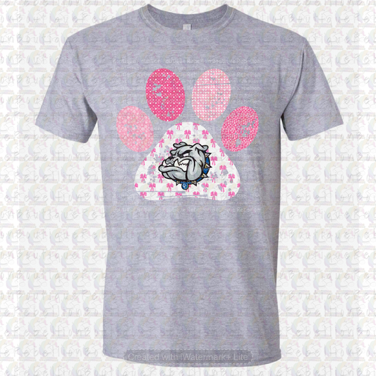 Copperas Cove Bulldawgs Pink Paw Print Long or Short Sleeve  Adult Tee or Youth Tee