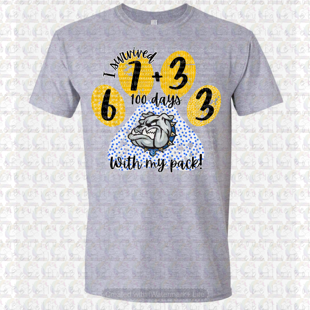 Copperas Cove Bulldawgs 67+33 100 days Paw Print Long or Short Sleeve  Adult Tee or Youth Tee