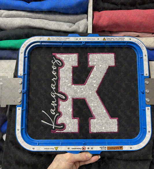 Kangaroos Script Embroidered K Appliqué Crewneck Sweatshirt