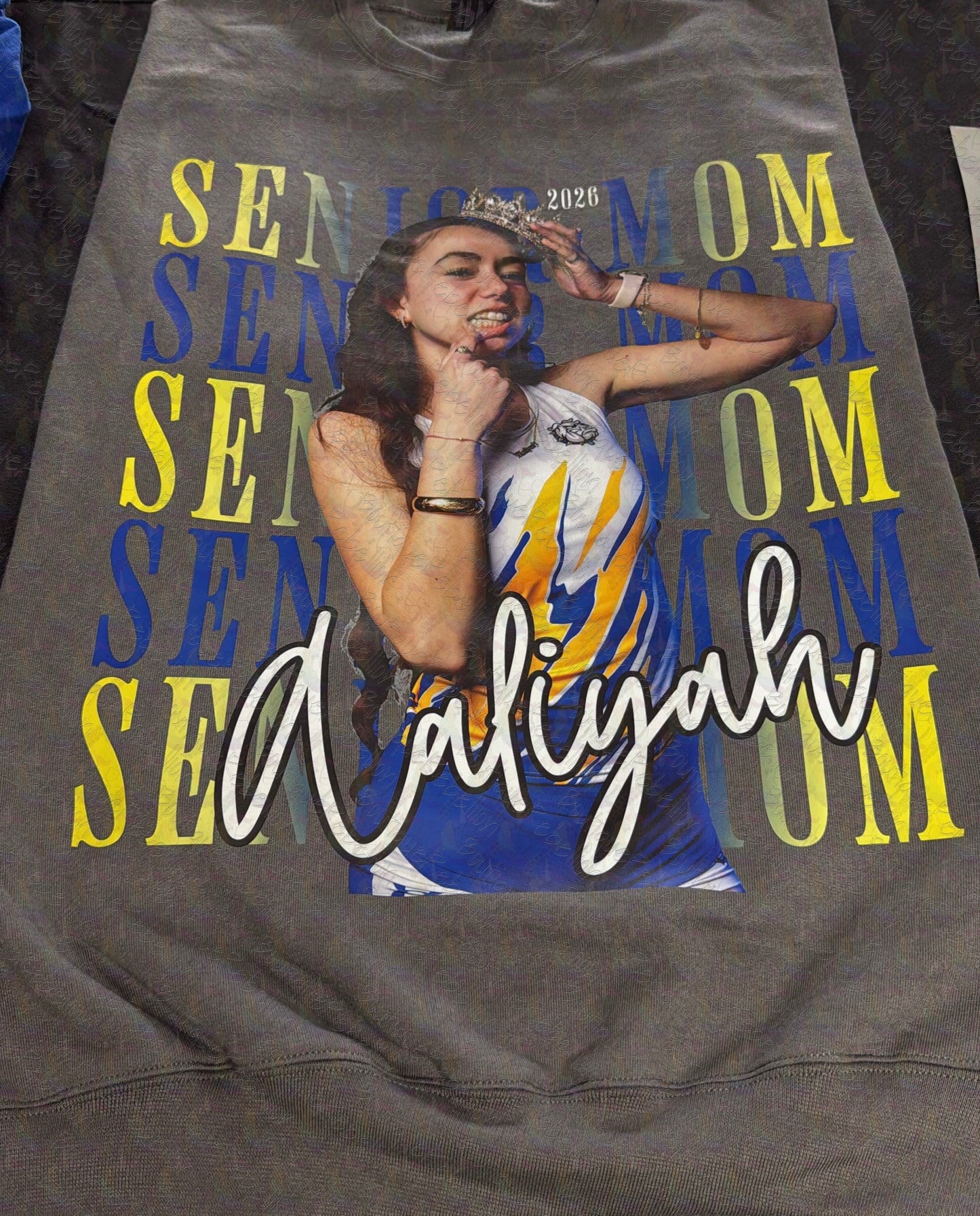 Senior Mom 2027 Custom Photo Adult Crewneck Sweatshirt