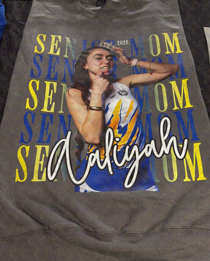 Senior Mom 2027 Custom Photo Adult Tee Shirt