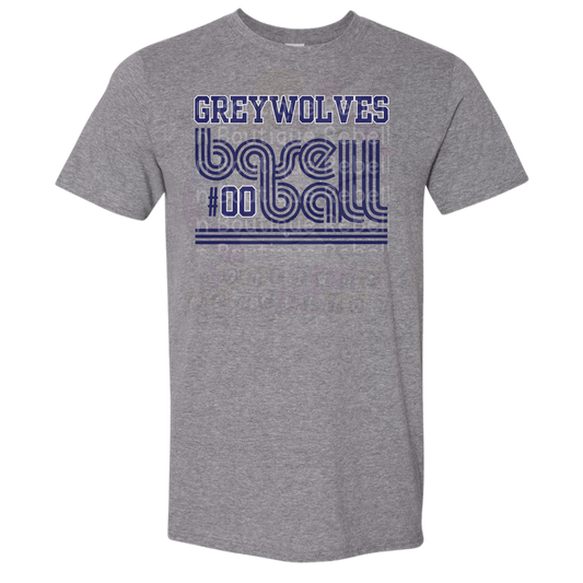 Shoemaker High School Grey Wolves Inline Baseball Customized Adult Tee