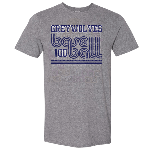 Shoemaker High School Grey Wolves Inline Baseball Customized Adult Tee