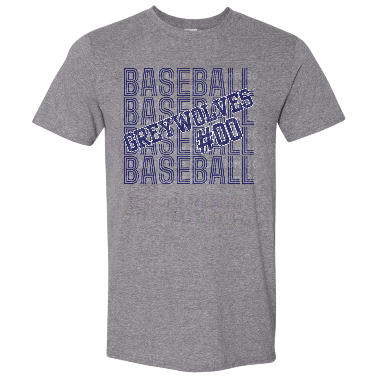 Shoemaker High School Grey Wolves Baseball Repeat Customized Adult Tee