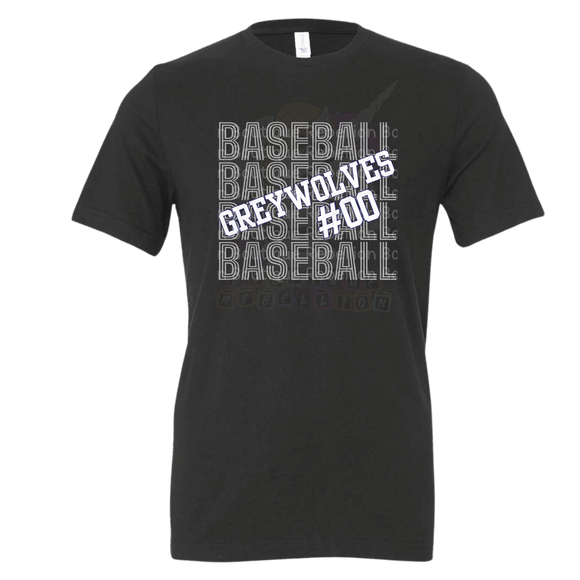 Shoemaker High School Grey Wolves Baseball Repeat Customized Adult Tee