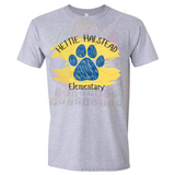 Hettie Halstead Elementary Bulldawgs Cursive Paw Paint Crewneck Sweatshirt, Long Sleeve or Short Sleeve Adult Tee