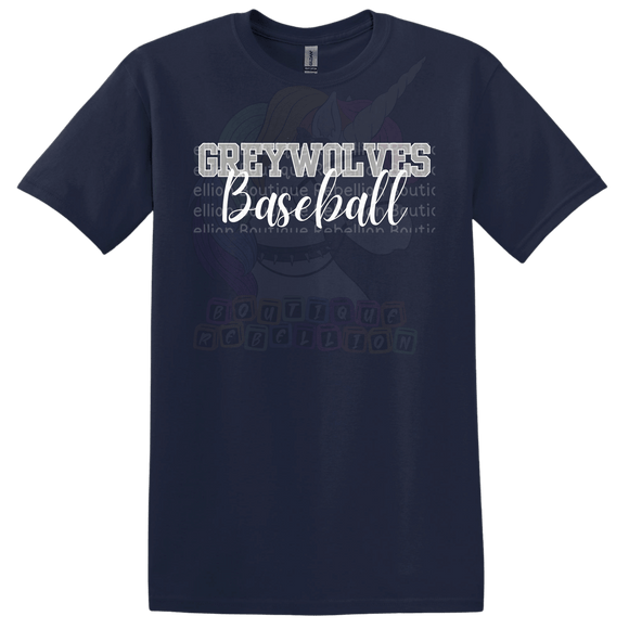 Shoemaker High School Grey Wolves Baseball Adult Tee