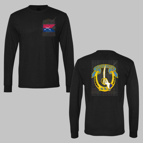 1-7 Cav Custer Colors Black Crewneck Sweatshirt, Long Sleeve or Short Sleeve Shirt